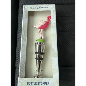 Tommy Bahama Pink Flamingo Wine Bottle Stopper Silver Tone Metal